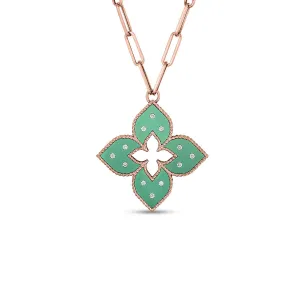 18K Rose Gold Green Titanium Diamond Necklace