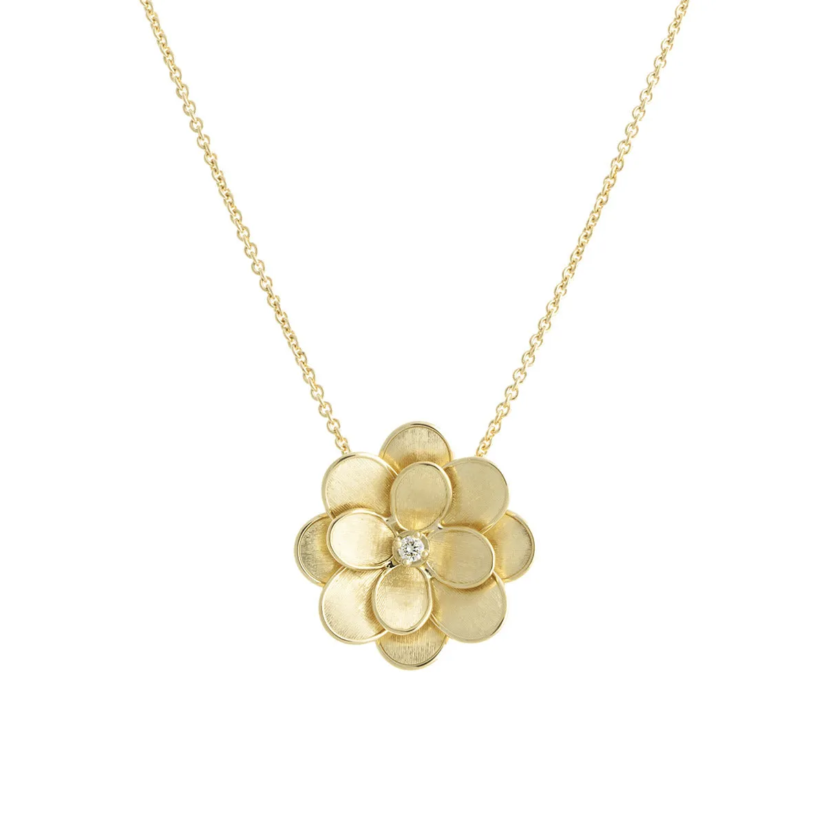 18K Yellow Gold and Diamond Large Flower Pendant