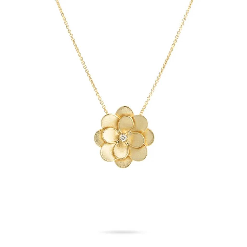 18K Yellow Gold and Diamond Large Flower Pendant