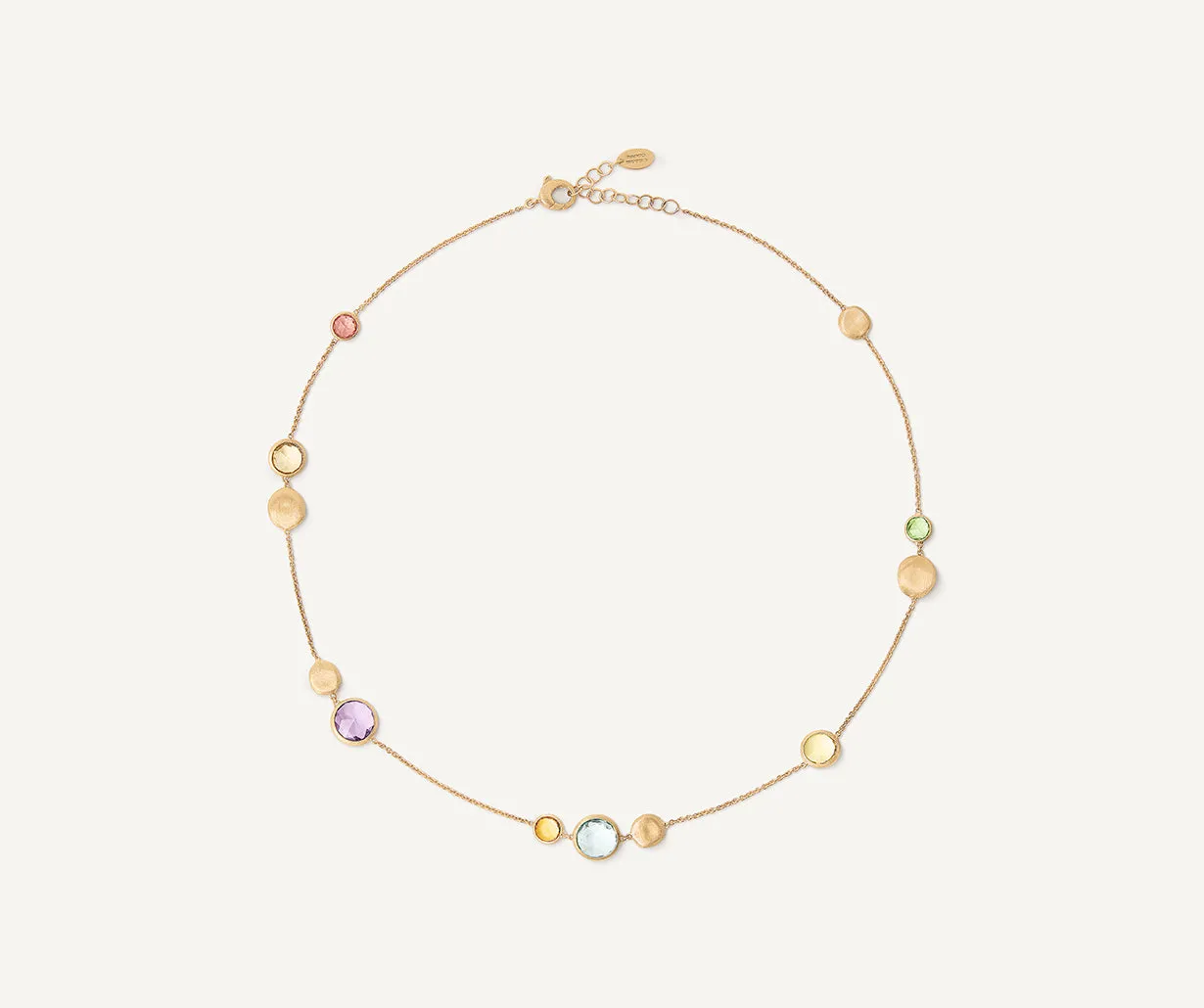 18K Yellow Gold Short Mixed Gemstone Necklace