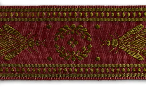 2 3/4" Garnet Royal Bees Vintage Woven Trim (Made in France)