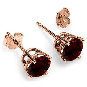 3.1 Carat 14K Solid Rose Gold Anna Garnet Stud Earrings