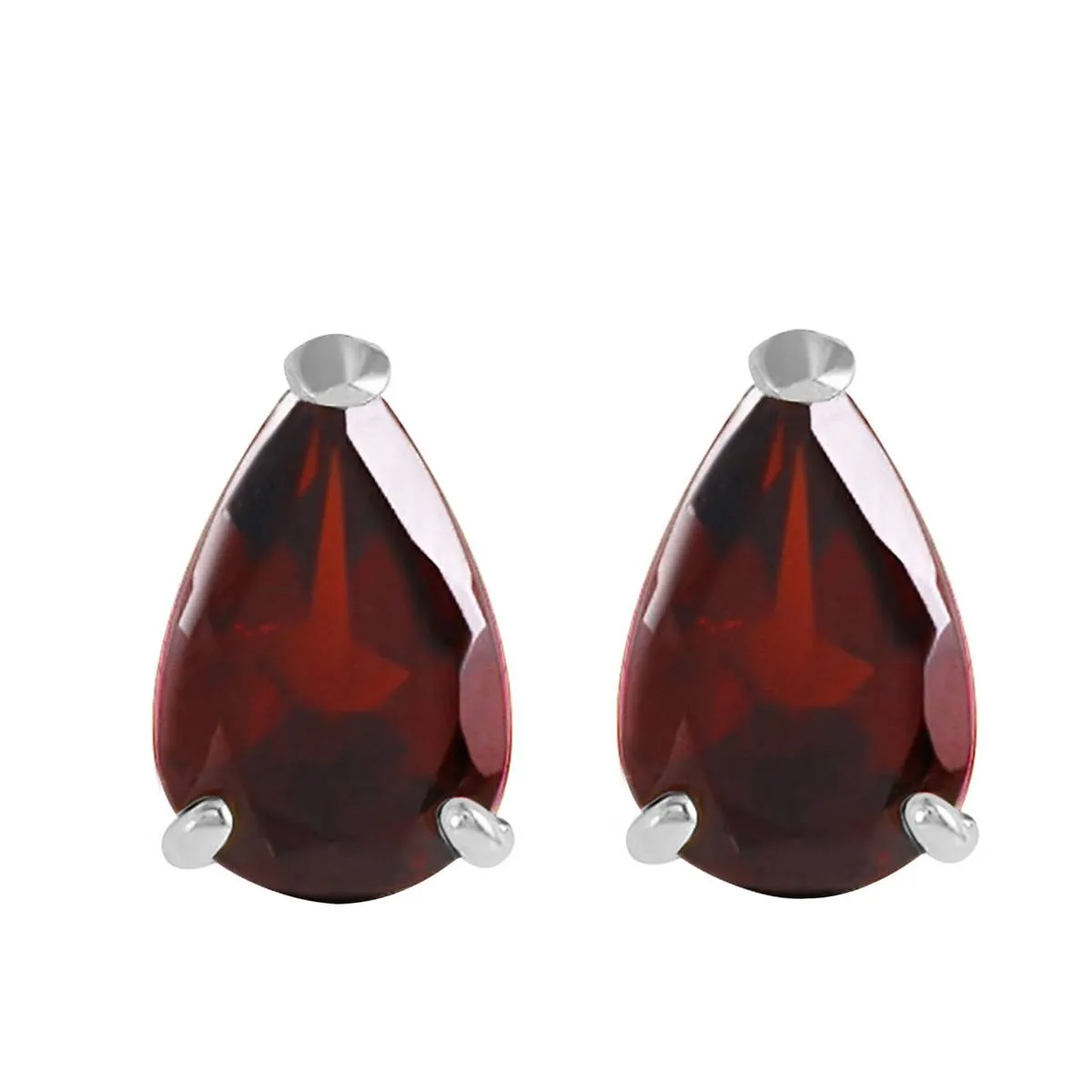 3.15 Carat 14K Solid White Gold Stud Earrings Natural Garnet