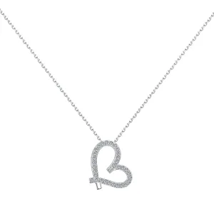 3D Pave Open Heart Pendant Necklace