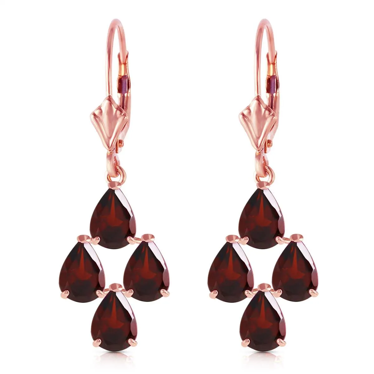 4.5 Carat 14K Solid Rose Gold Garnet Nights Earrings