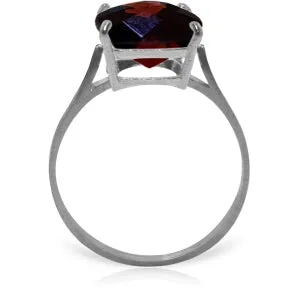 4.5 Carat 14K Solid White Gold Ring Natural Checkerboard Cut Garnet