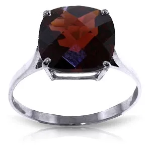 4.5 Carat 14K Solid White Gold Ring Natural Checkerboard Cut Garnet