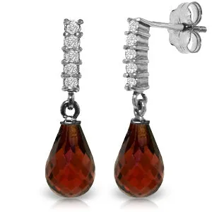 4.65 Carat 14K Solid White Gold Not Easy To Find Garnet Diamond Earrings