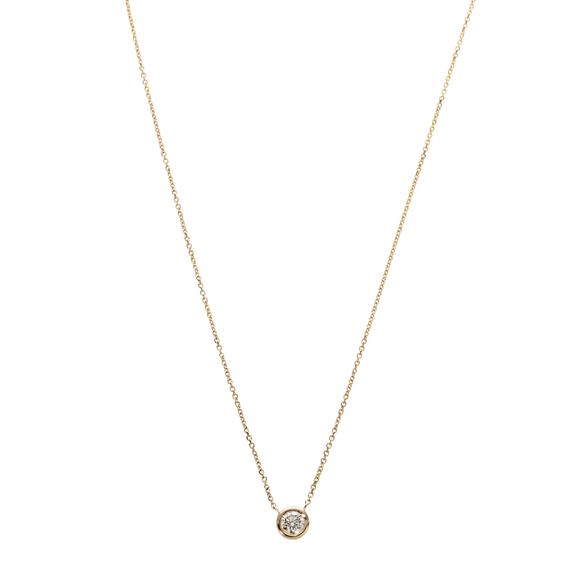 .50ct Diamond Solitaire Bezel 14K Yellow Gold Necklace