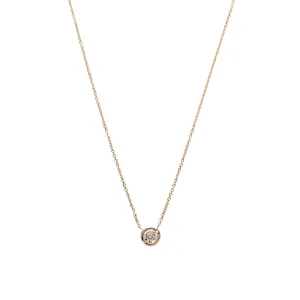 .50ct Diamond Solitaire Bezel 14K Yellow Gold Necklace