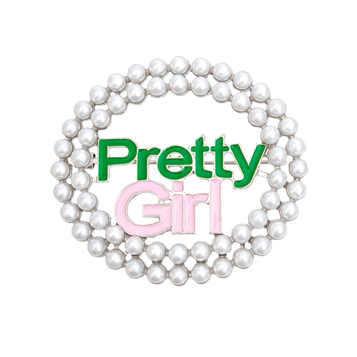 AKA Sorority Inspired White  Pearl Alpha Kappa Alpha Pretty Girl Pin Brooch