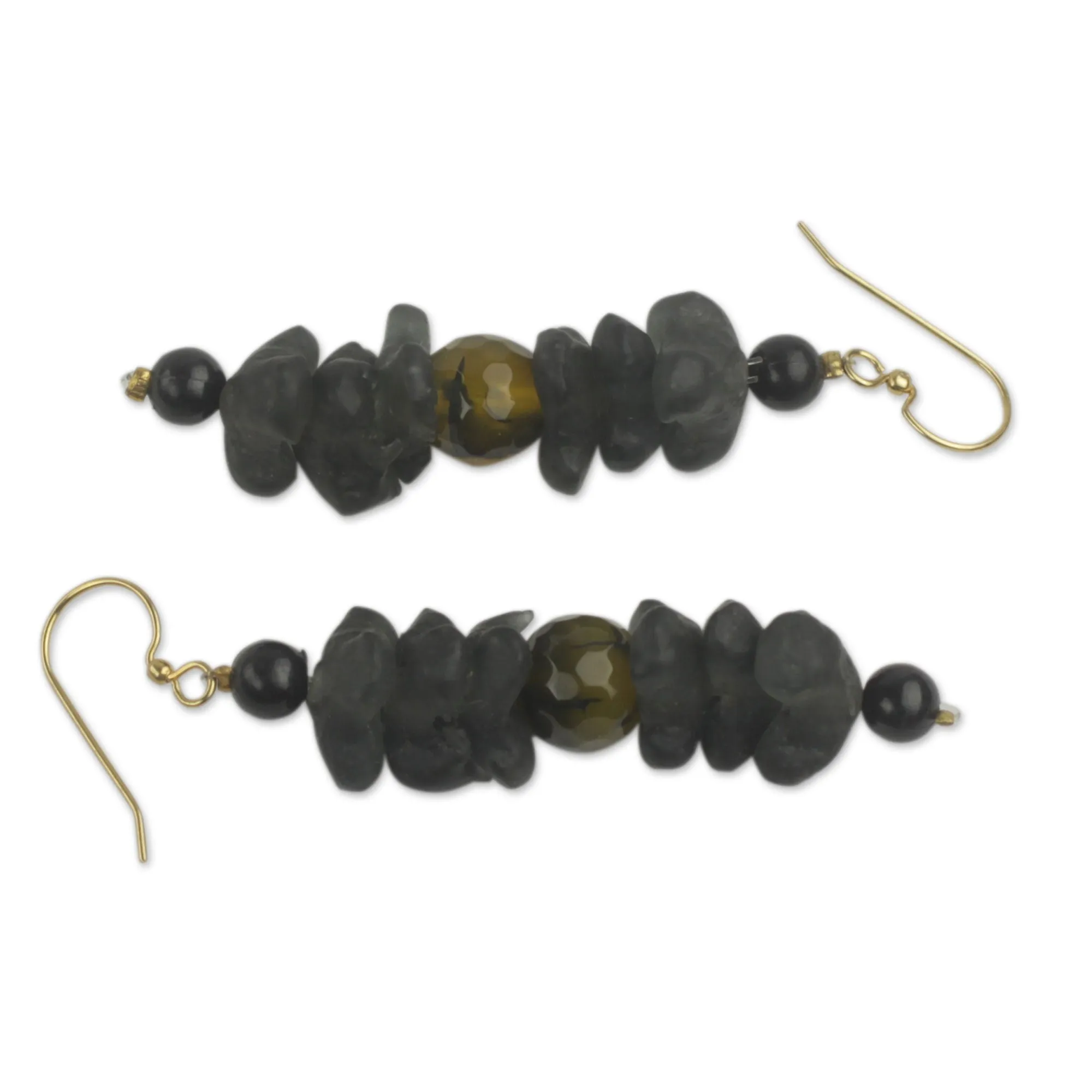 Akorfa Artisan Crafted Amber Earrings with Recycled Glass Beads