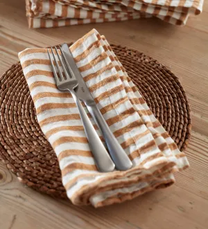 Amber Cora Mid Stripe 100% Linen Napkins