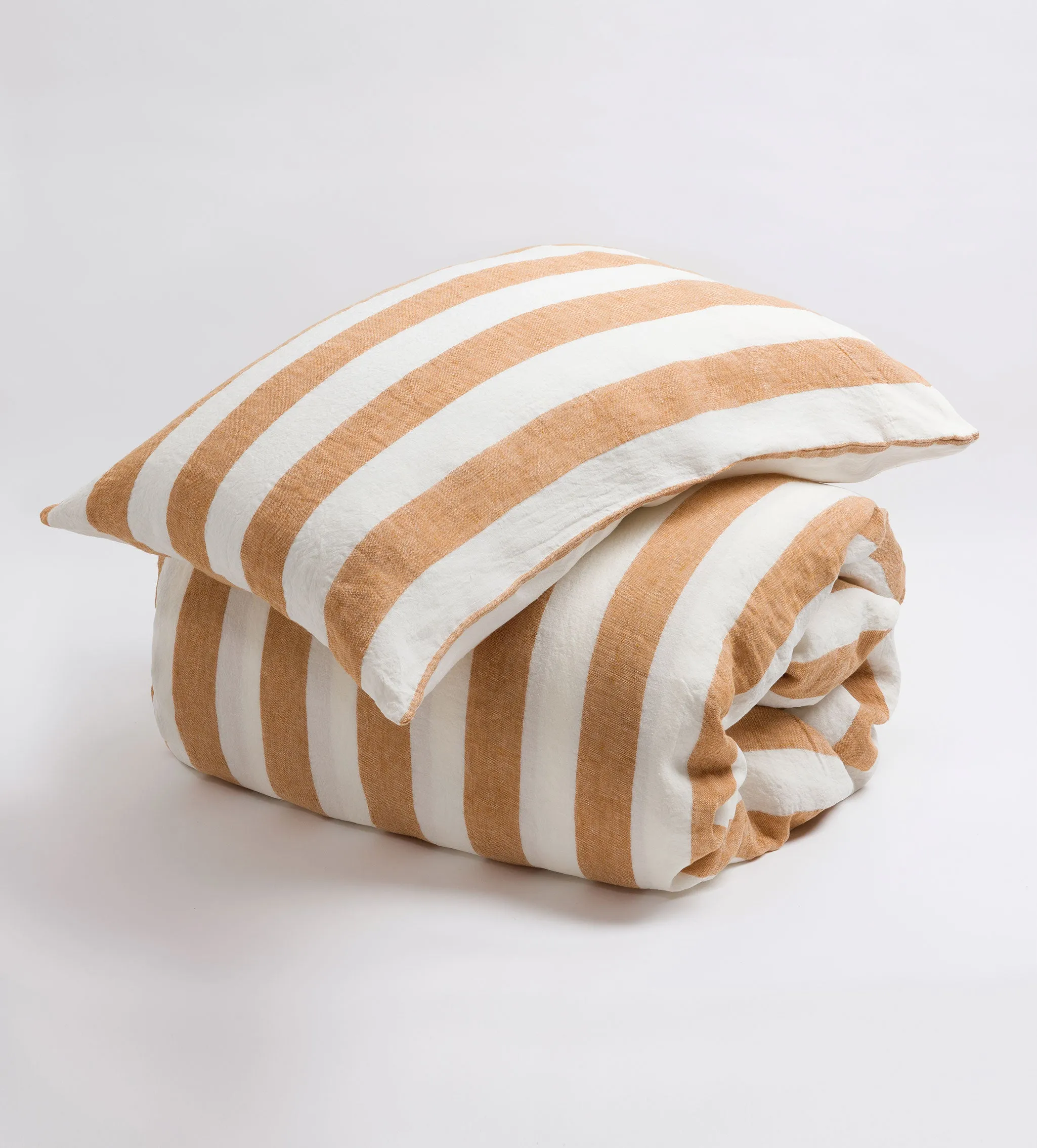 Amber Cora Stripe 100% Linen Duvet Cover