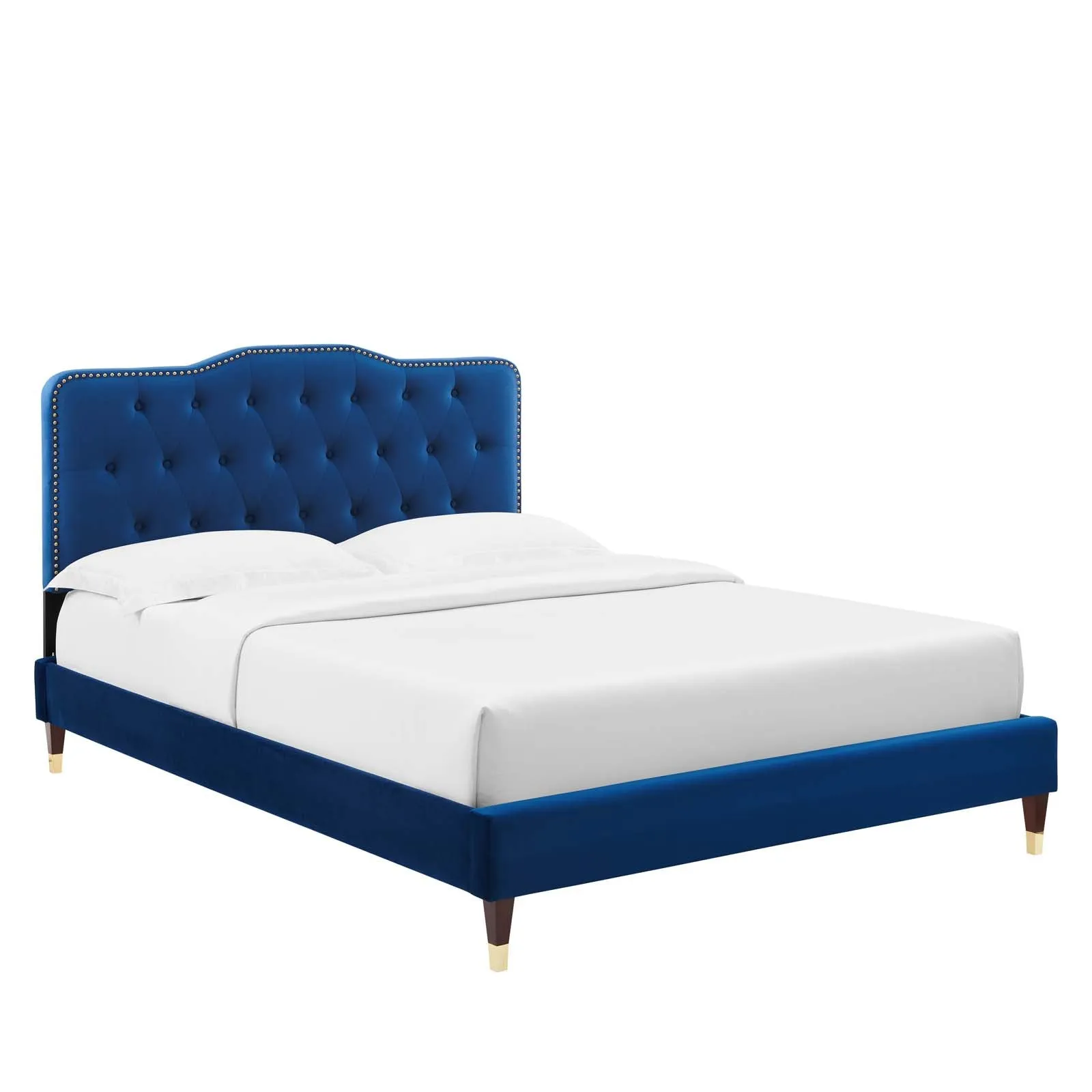 Amber Performance Velvet Twin Platform Bed By Modway - MOD-6779 - Navy