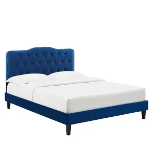 Amber Performance Velvet Twin Platform Bed By Modway - MOD-6780 - Navy