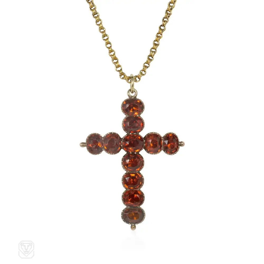 Antique garnet cross pendant