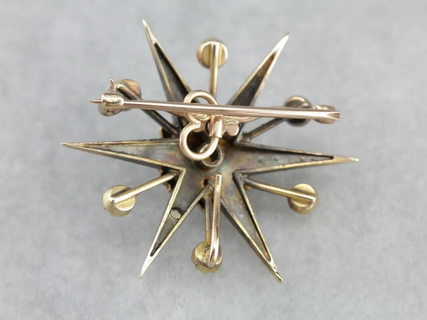 Antique Seed Pearl Starburst Brooch