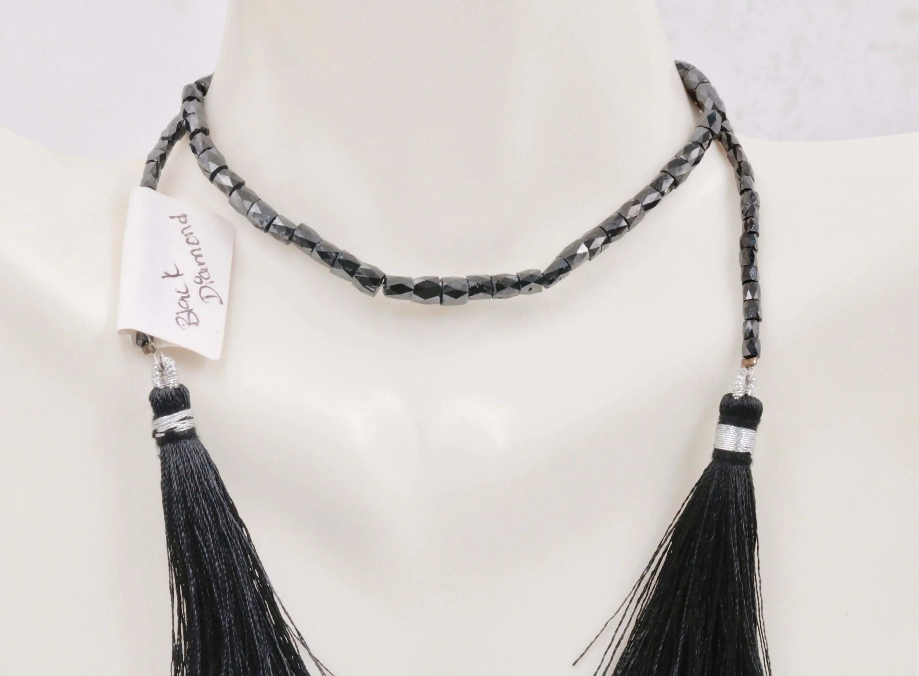 BLACK Diamond Beads Black Beads Necklace Diamond Beads  BLACK Diamond Necklace Necklace for Women April Necklace14 Inches SKU:00111292