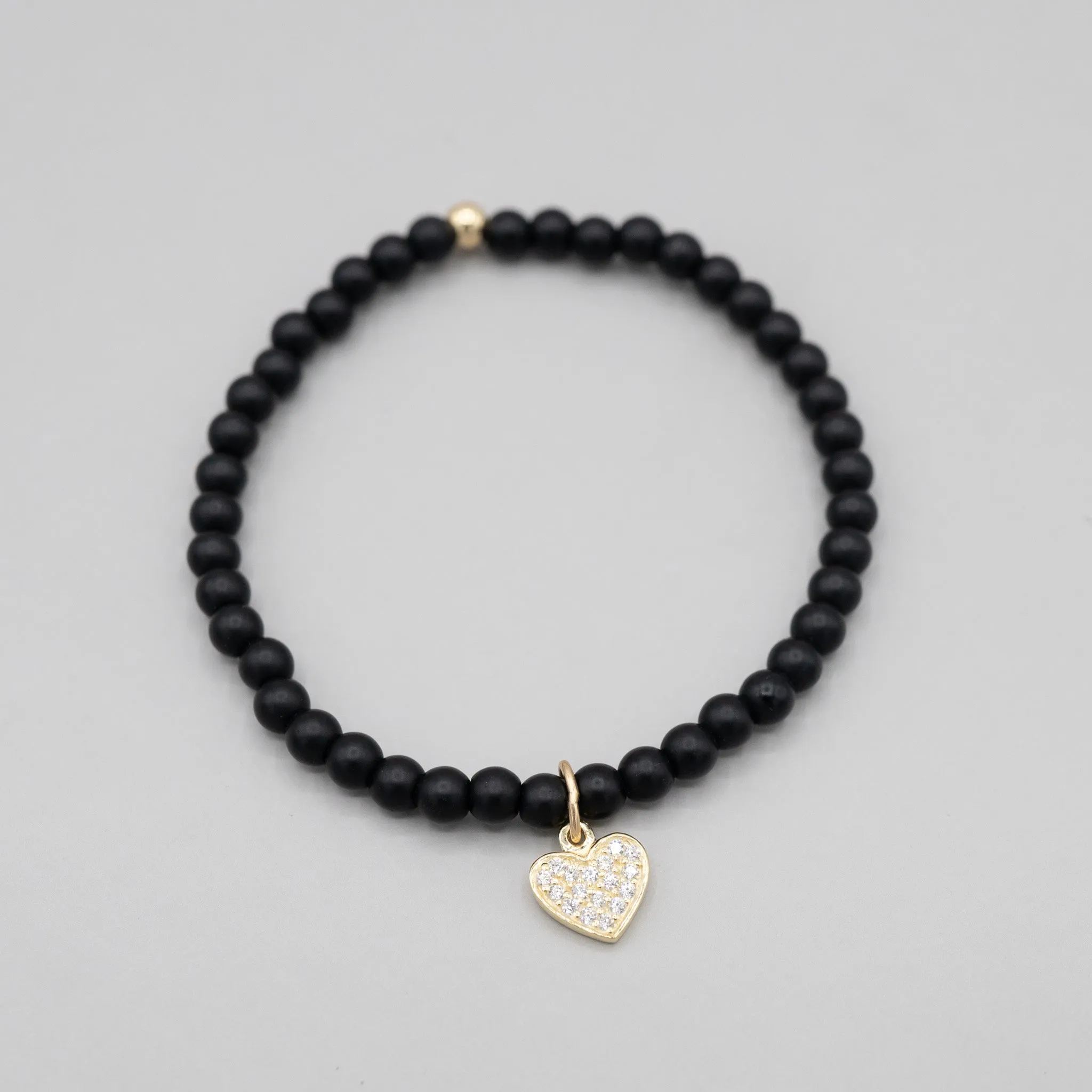 Black Onyx & Cubic Zirconia Heart Bracelet