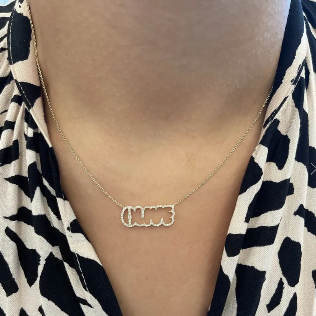 Bold Diamond Cutout Name Necklace