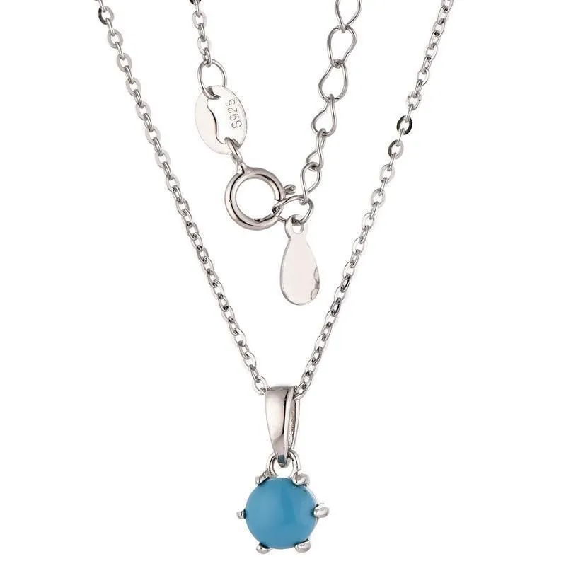 Brand Avenue Silver Birthstone Necklace Dec/Turq 6mm