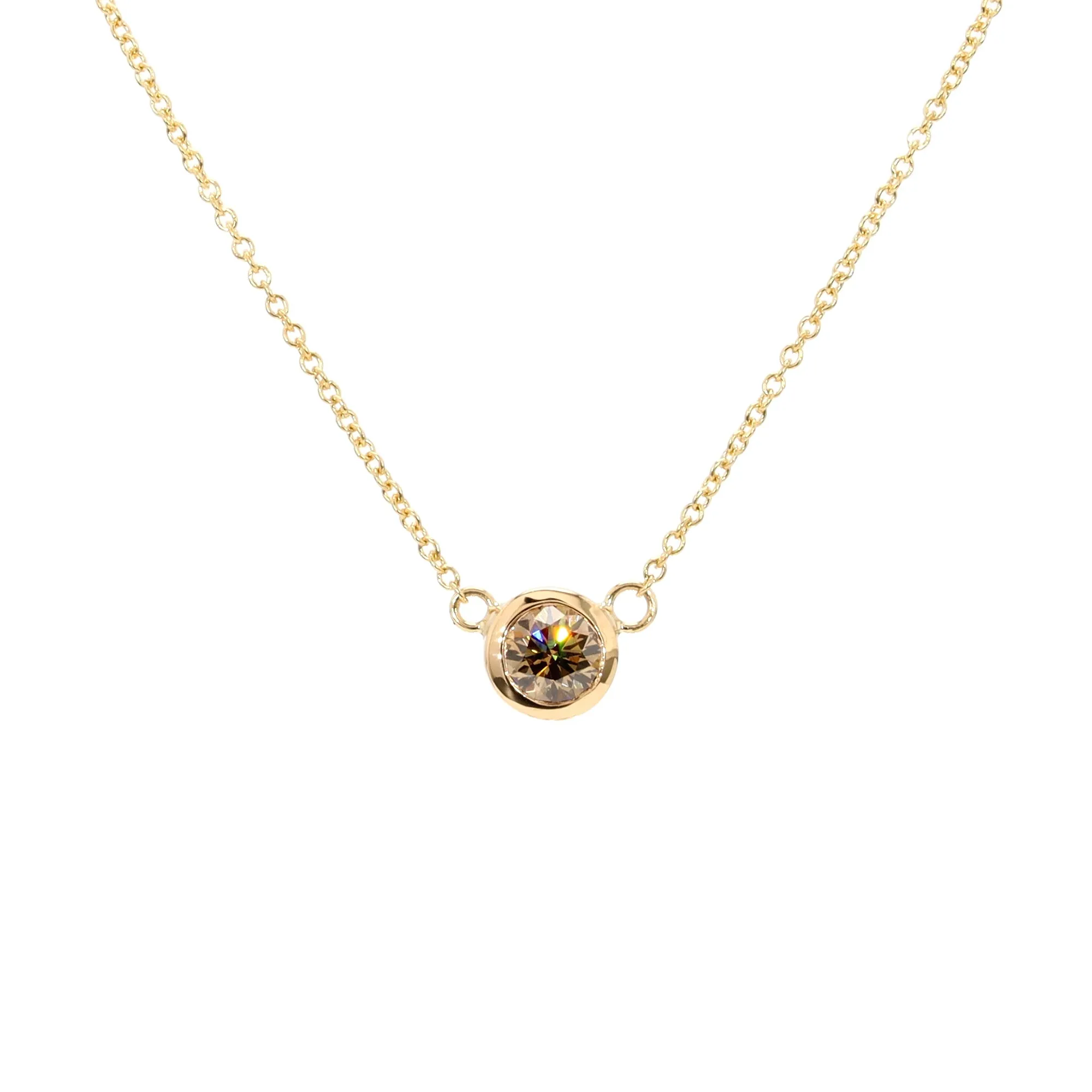 Brown Diamond Fixed Pendant Necklace