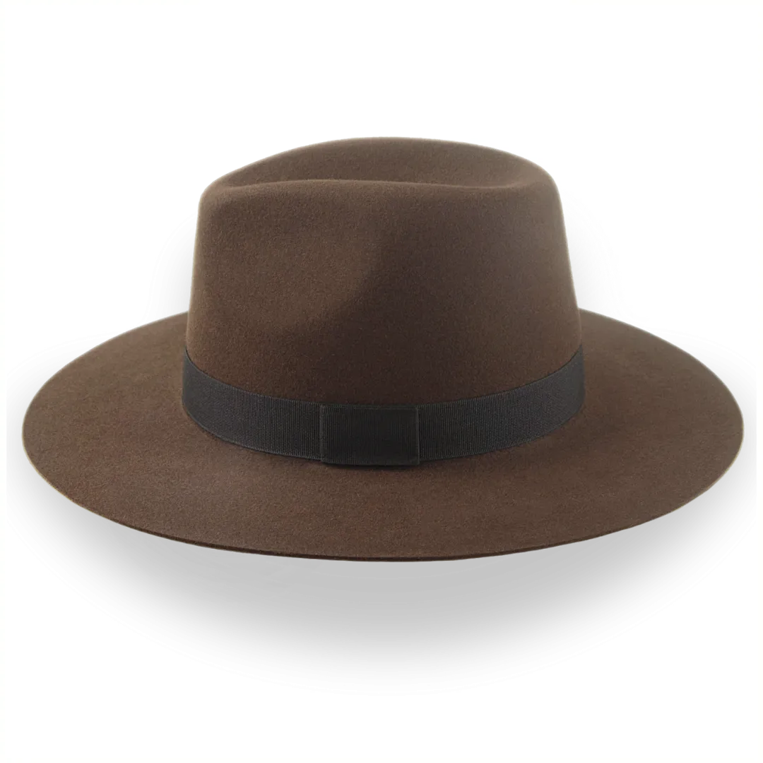 Brown Wide Brim Rancher Fedora Hat in Durable Fur Felt | The Crown