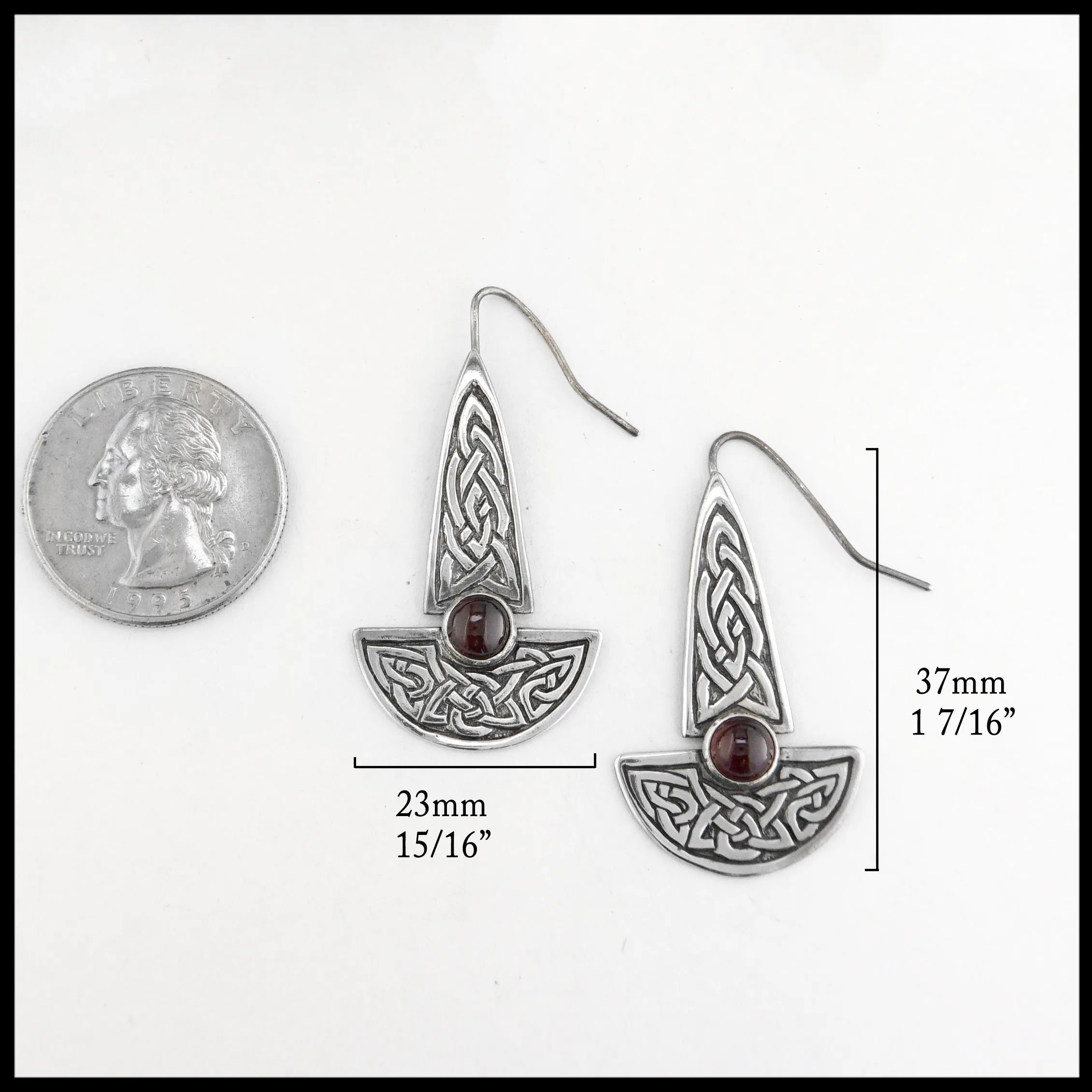 Celtic Knot Earrings with Garnet