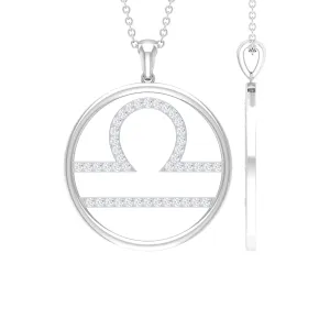 Certified Moissanite Libra Zodiac Sign Pendant Necklace