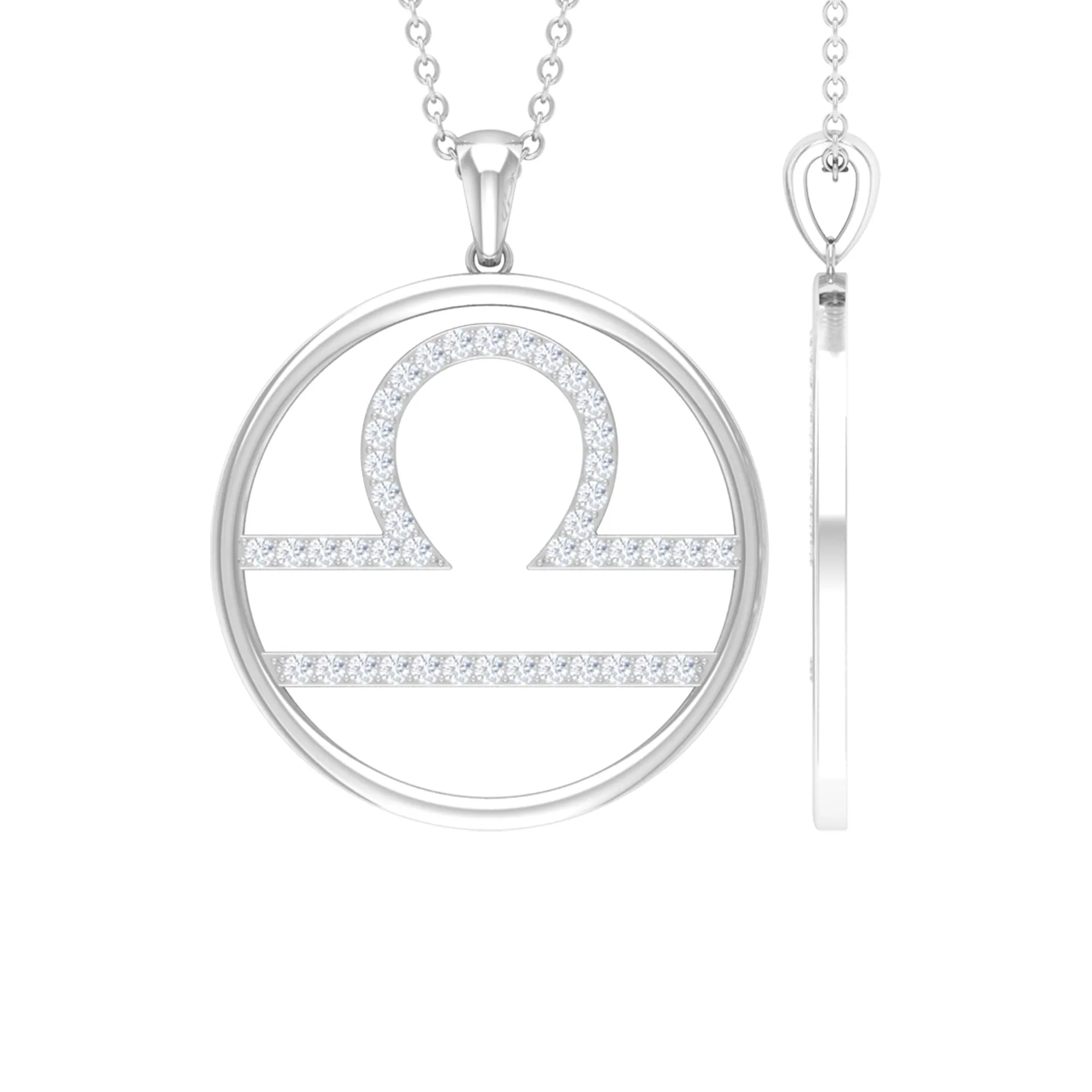 Certified Moissanite Libra Zodiac Sign Pendant Necklace