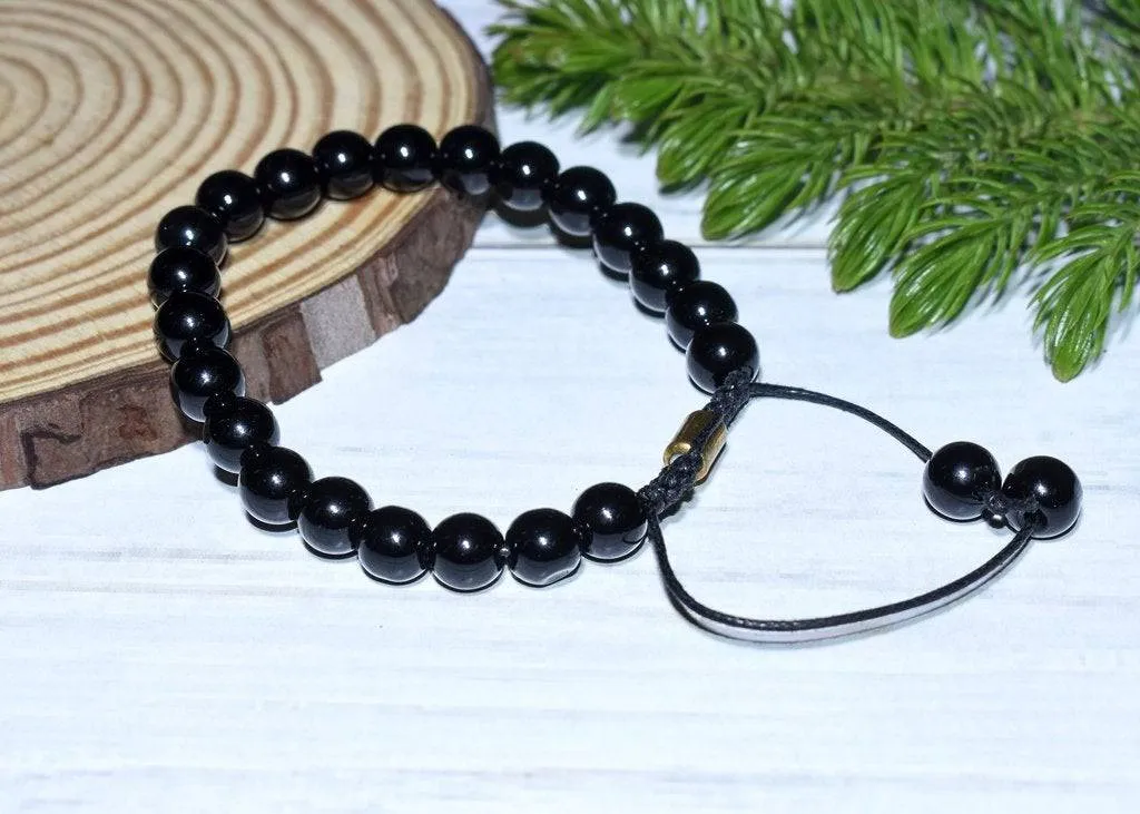 Certified Unisex Onyx Bracelet - Black