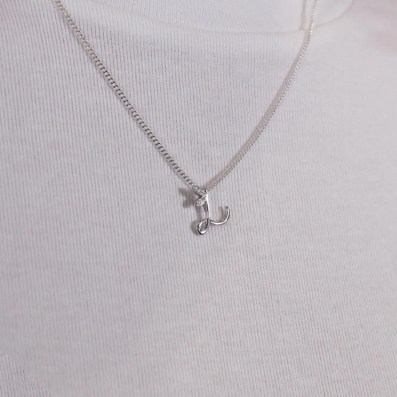 Children's Winged Diamond Initial Necklace - Sterling Silver