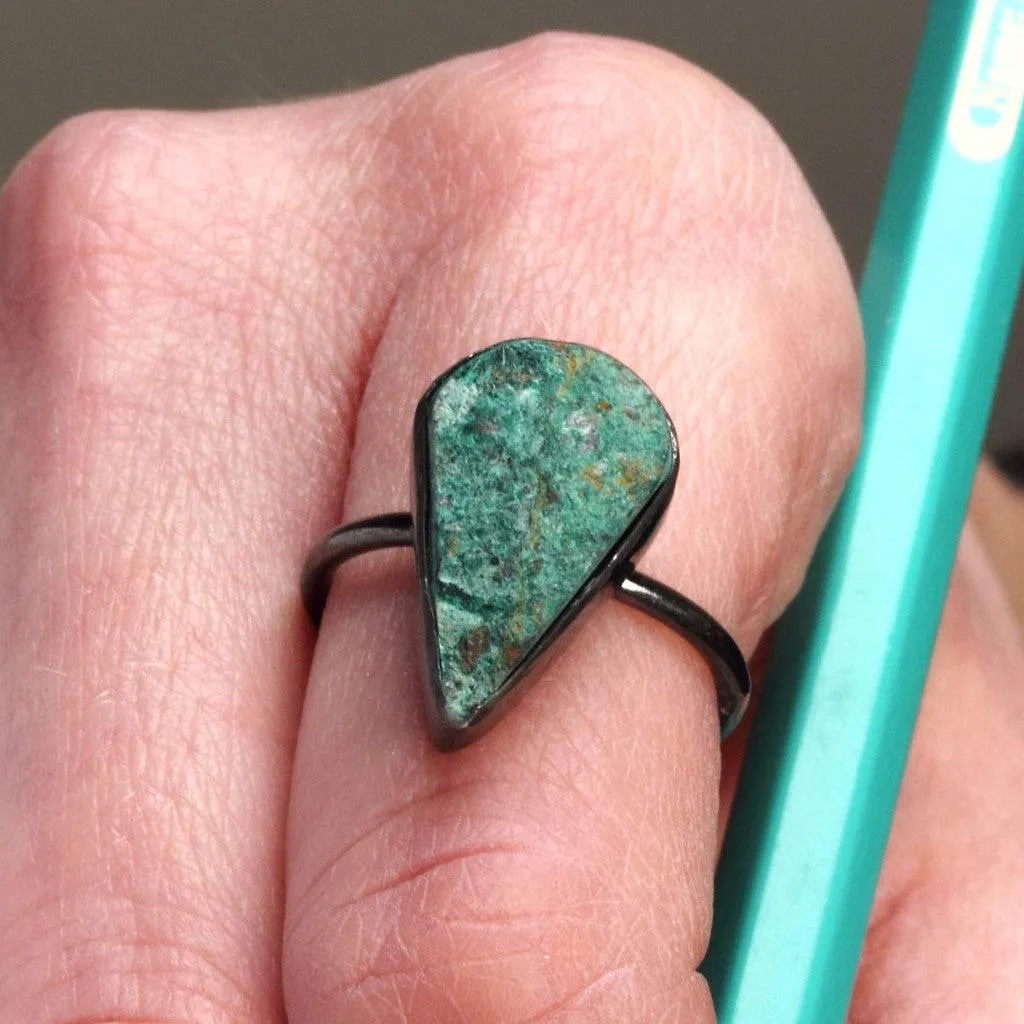 Chrysocolla Gemstone Ring, Adjustable ring for harmony, purification and hope