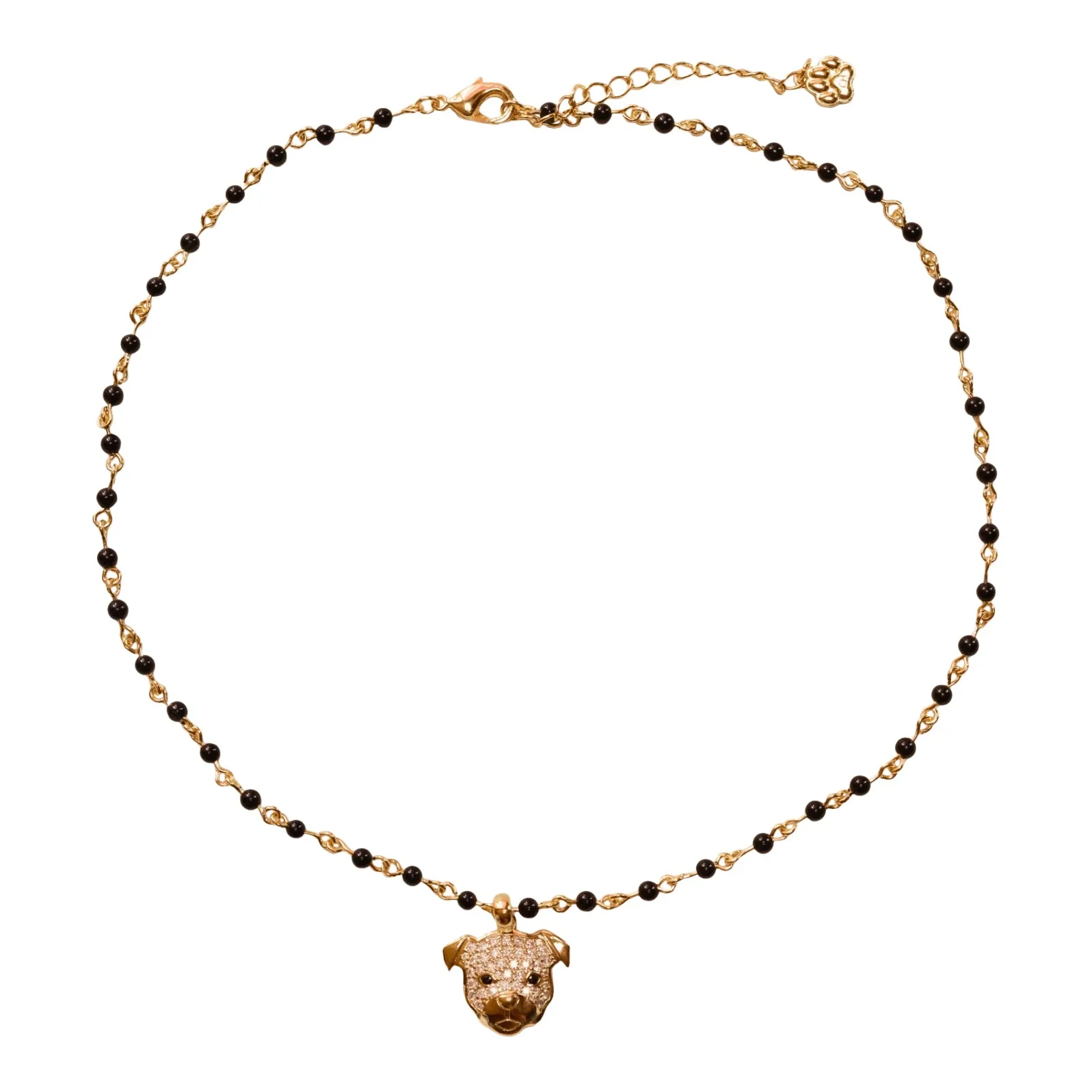 Cloud Haven Soft Hearted CZ Studded Pit Bull Necklace Black