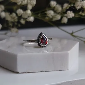 Crimson - Blood Drop Garnet Ring