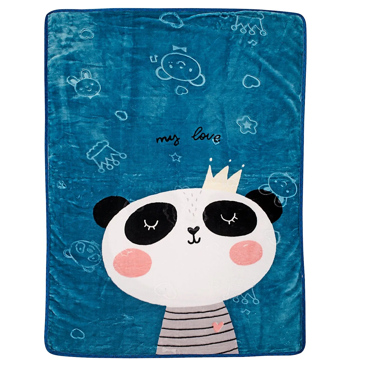 Crown Panda Blue Blanket