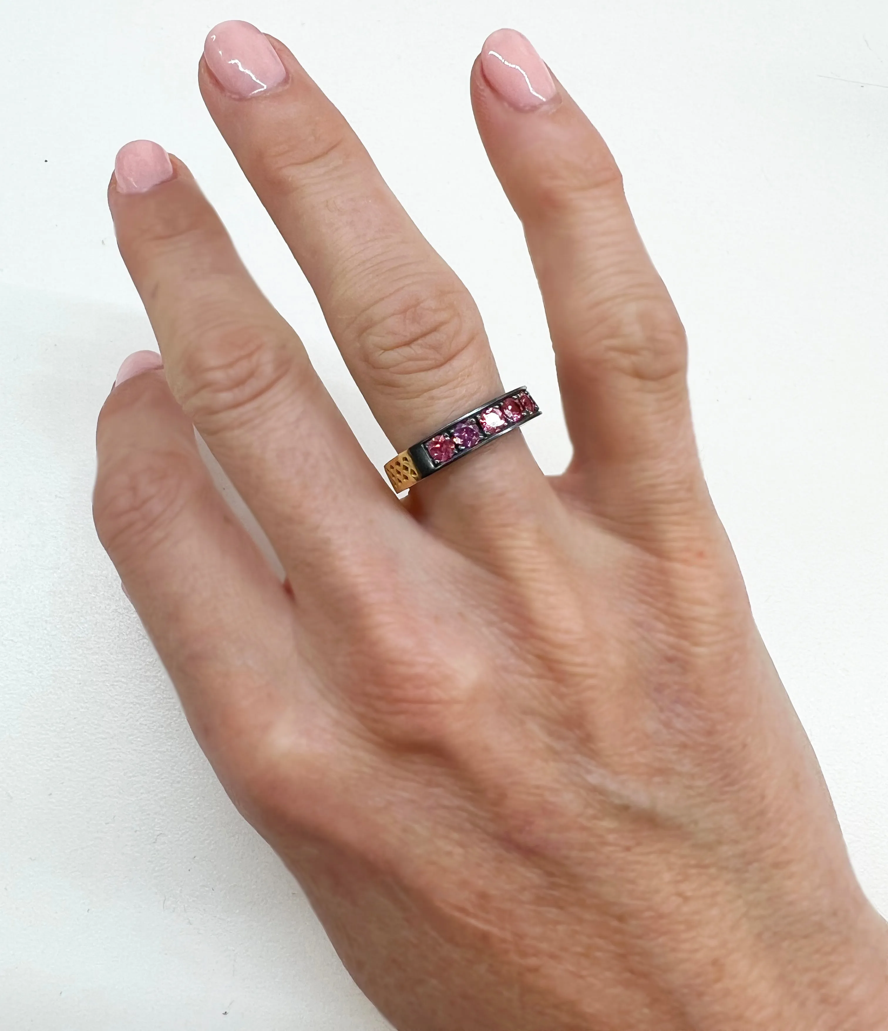 Crownwork Rhodolite Garnet Stacker Band