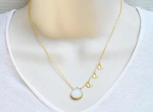 Custom Mother White Druzy Necklace - available in gold or silver