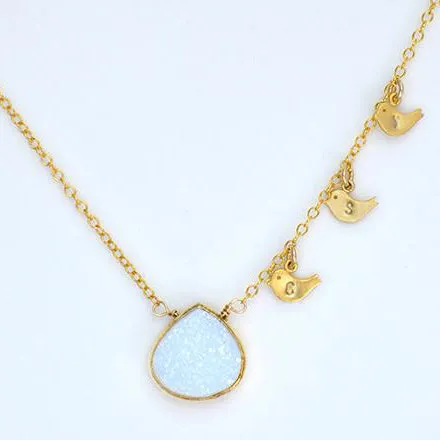 Custom Mother White Druzy Necklace - available in gold or silver