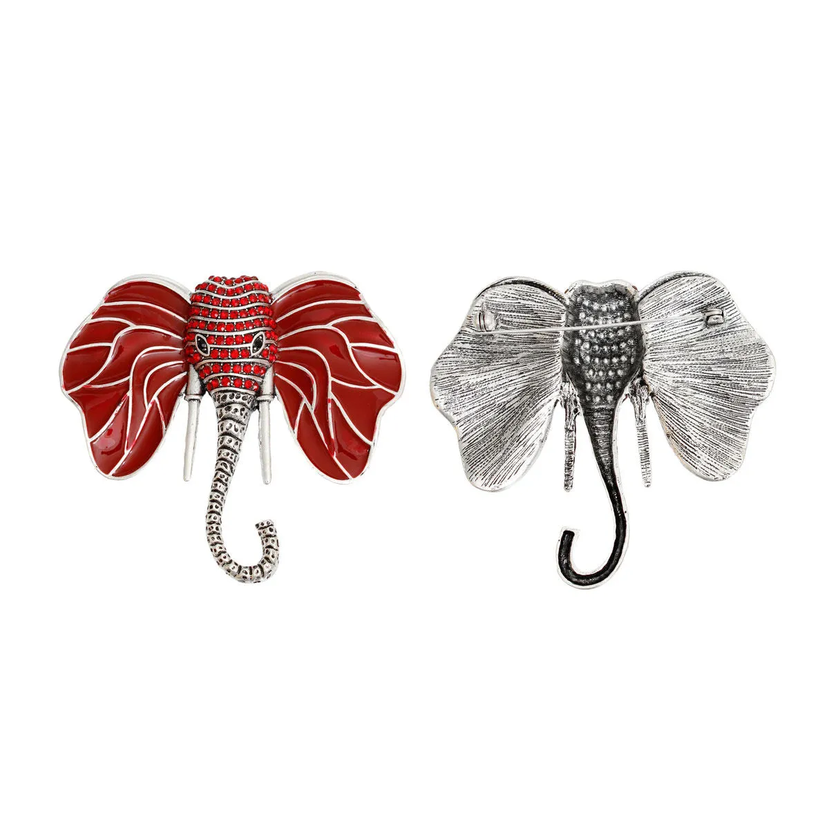 Delta Sigma Theta DST Inspired Elephant Brooch Head Red Stone Pin for Women