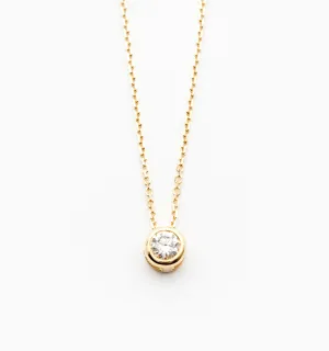 Diamond Bezel Necklace In 14K Solid Gold