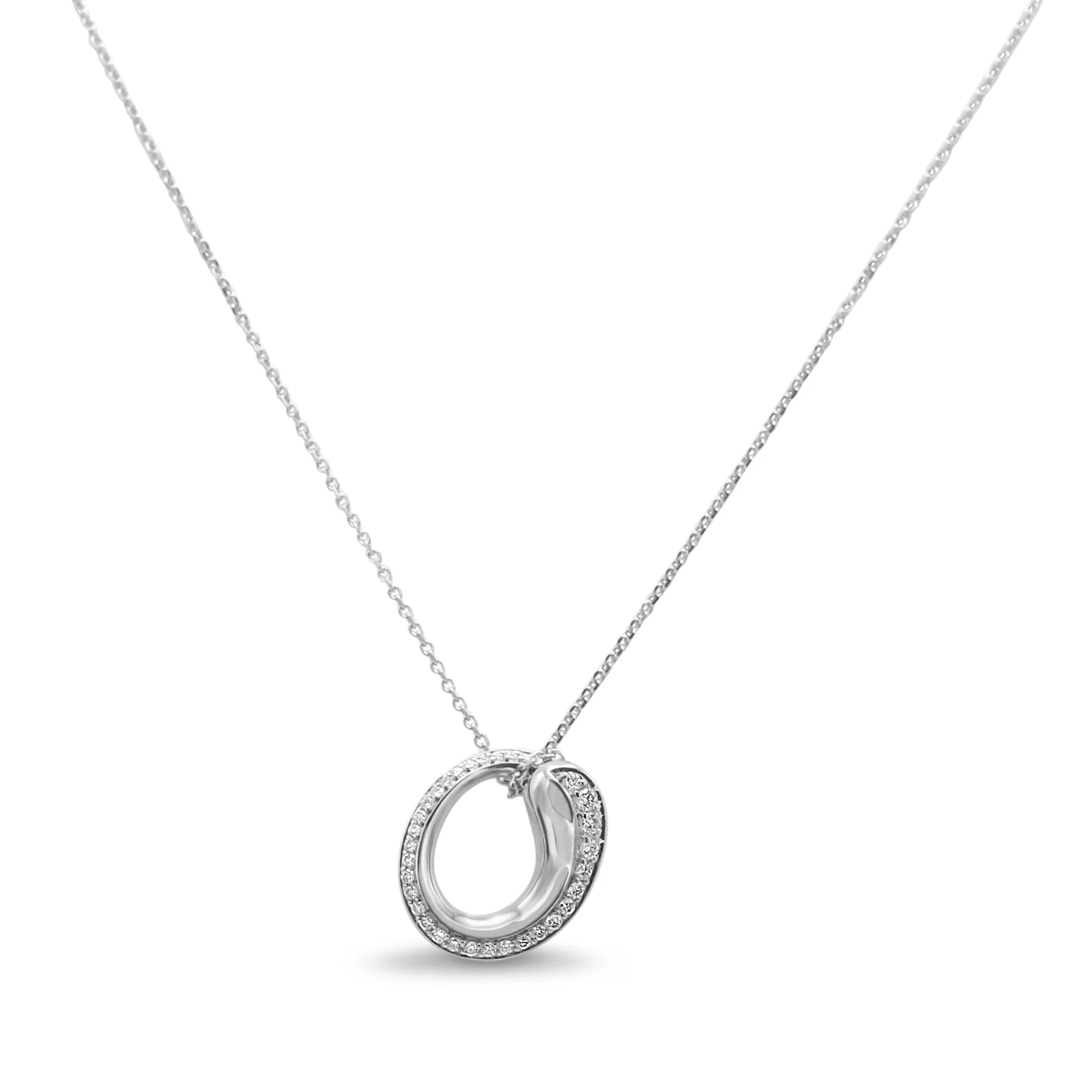 Diamond Twisted Loop Pendant On 18ct White Gold Necklace 18"