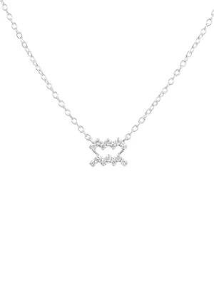 Diamond Zodiac Silver Necklace Aquarius