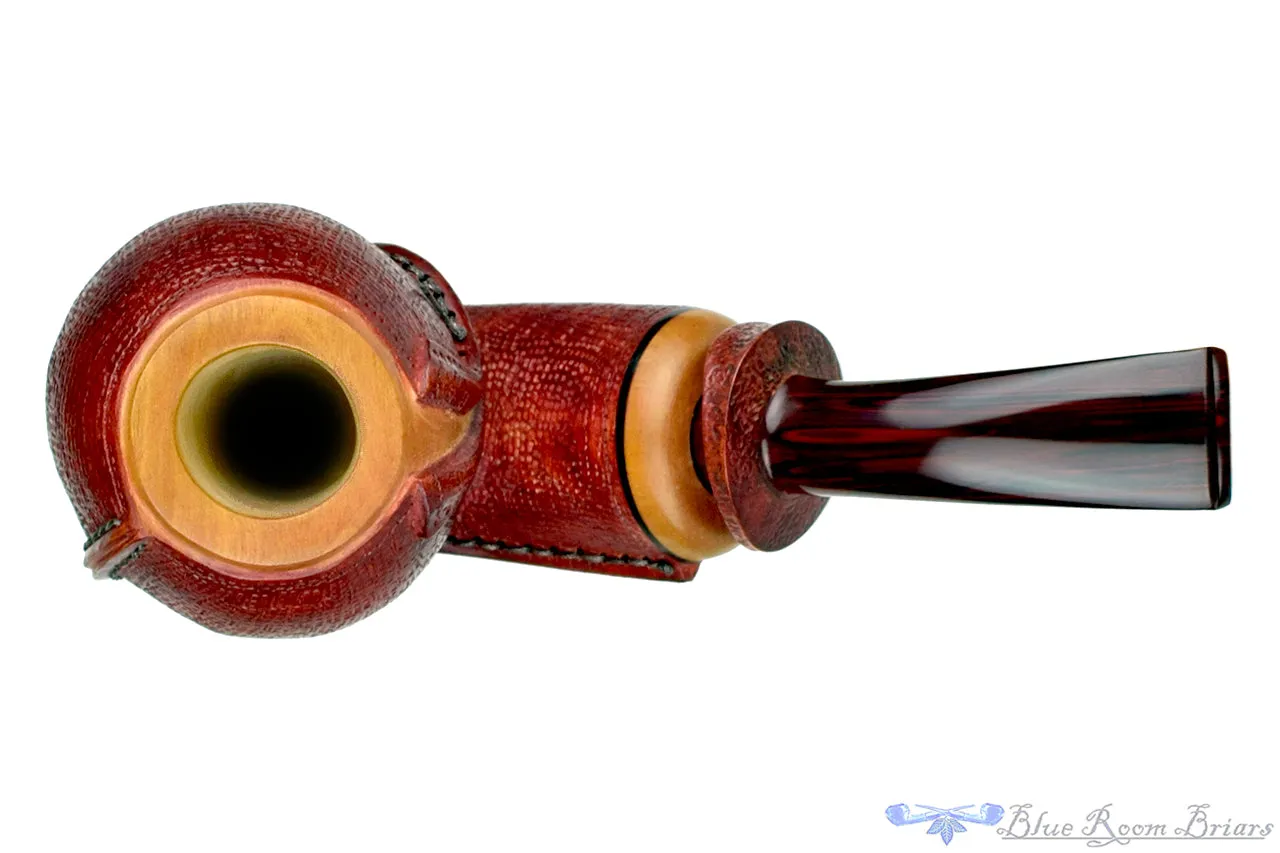 Dragomir Aleksic Pipe Carved Olivewood Apple with Brindle