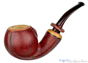 Dragomir Aleksic Pipe Carved Olivewood Apple with Brindle