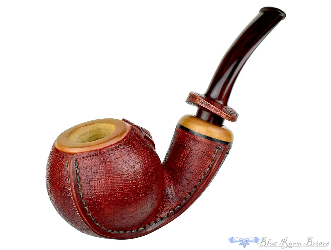 Dragomir Aleksic Pipe Carved Olivewood Apple with Brindle