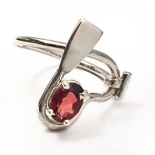 Dragon Boat Paddle Heart and Garnet Ring