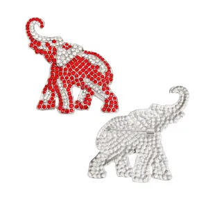 DST Delta Sigma Theta Sorority Inspired Silver and Red Full Elephant Brooch