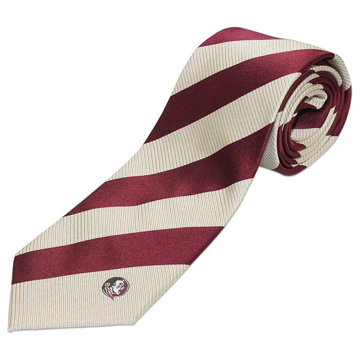 Eagles Wings Seminoles Wide Diagonal Striped Tie - Garnet/Gold